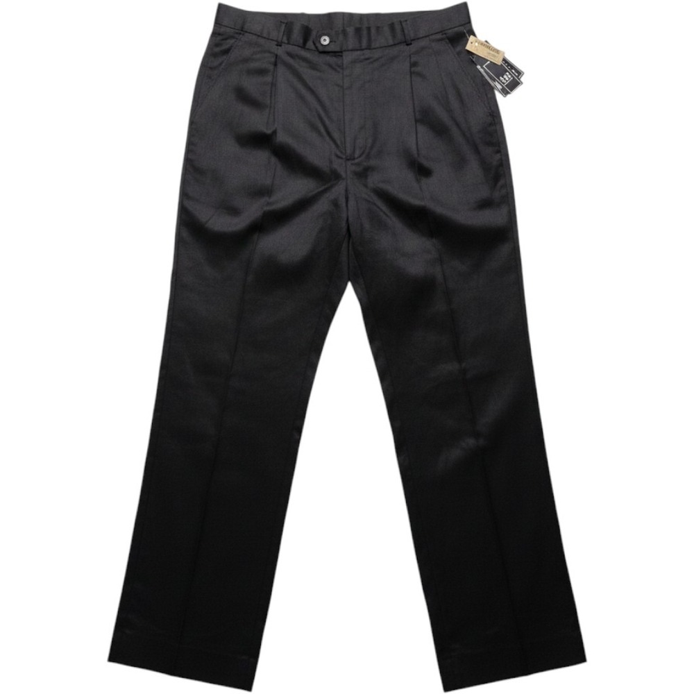 Pronti Dress Pants Mens 38x32 Black Linen Pleated Lightweight Classic Slacks